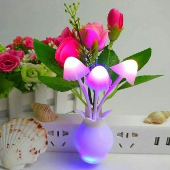 Mushroom Night Light, Plug-in Tulip Flower LED Colors Changing Nightlight, 0.6W Energy Saving Wall Lamp with Dusk to Dawn Sensor, Home LED Night Lights for Bedroom,Living Room,Hallway