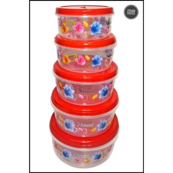 Taj 5 Pieces Round Storage box Set With Lid for food stroage