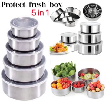 Protect Fresh Best Quality Stainless Steel Food Box - 5 Pieces - Freshness With Stainless Steel Food Boxe