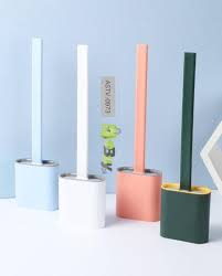 Silicone Toilet Brush, Toilet Cleaning System, Wall Toilet Wand Long Handle Soft Silicone Bristle Clean Toilet Corner Easily, Wall Mounting with Removable Bottom for Bathroom
