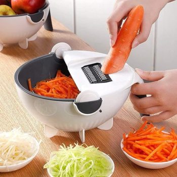 New 9 in 1 Vegetable Cutter with Rotatable Drain Basket and Slicer, Multi-Functional, Veggie-Fruit Shredder, Grater and Slicer.