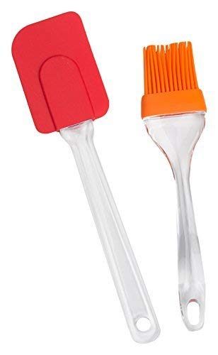 Oil Brush for Cooking Silicon, Spatula and oil Brush Set, Silicon Brush for Kitchen - Set of 2