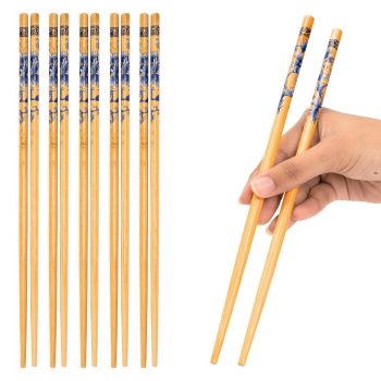 Natural Bamboo Reusable Chopsticks for Sushi, Noodles, Fried Rice (24 cm, Brown) 10 pairs.